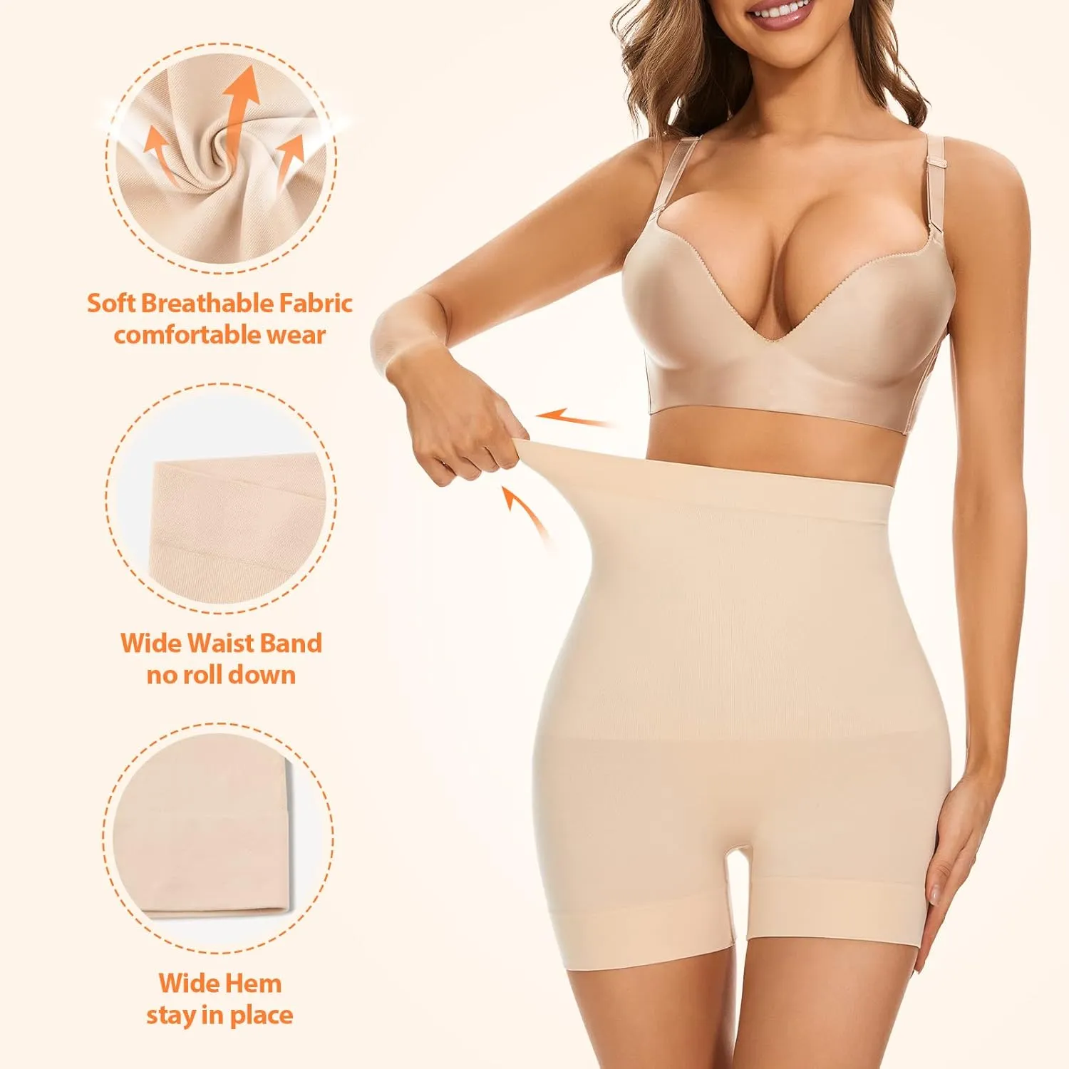 Womens Seamless Shaping Boyshorts Panties, High Waisted Shapewear for Women Tummy Control Shorts for Under Dresses