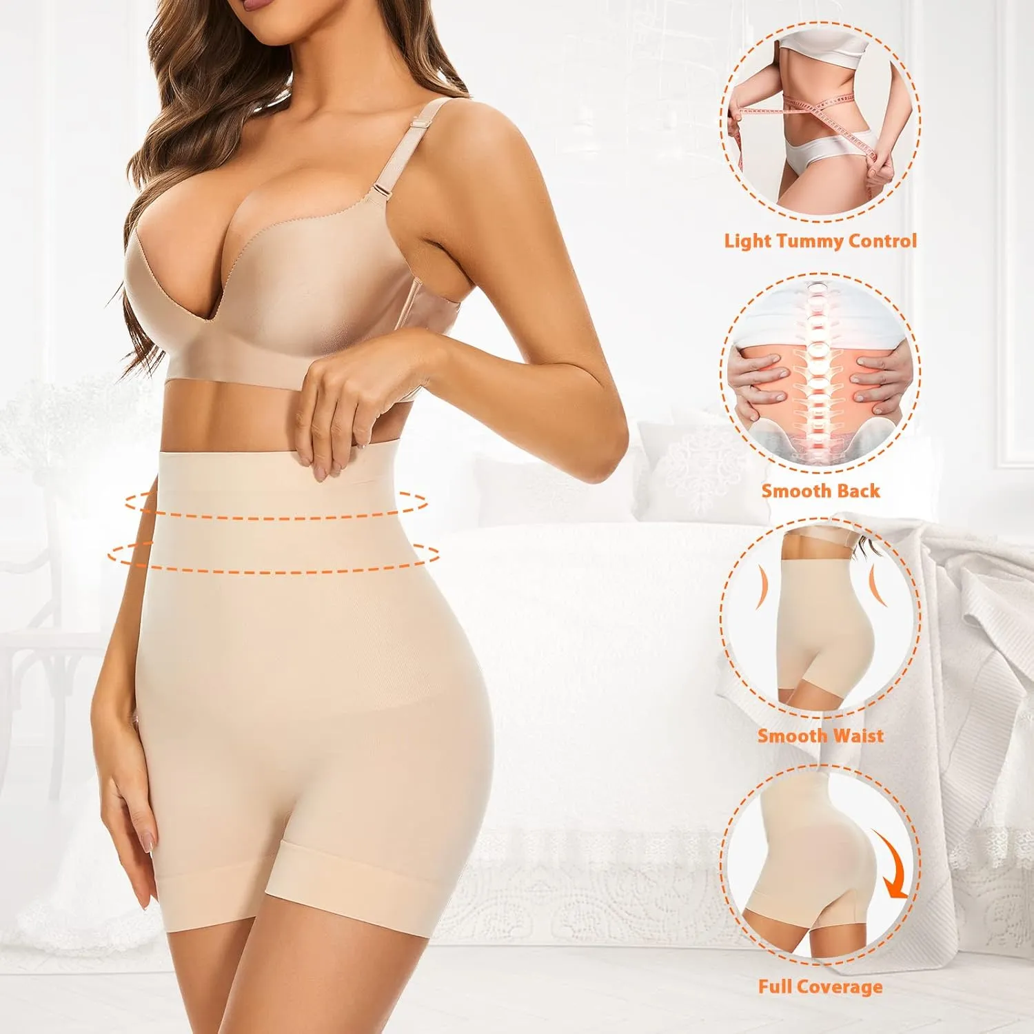 Womens Seamless Shaping Boyshorts Panties, High Waisted Shapewear for Women Tummy Control Shorts for Under Dresses