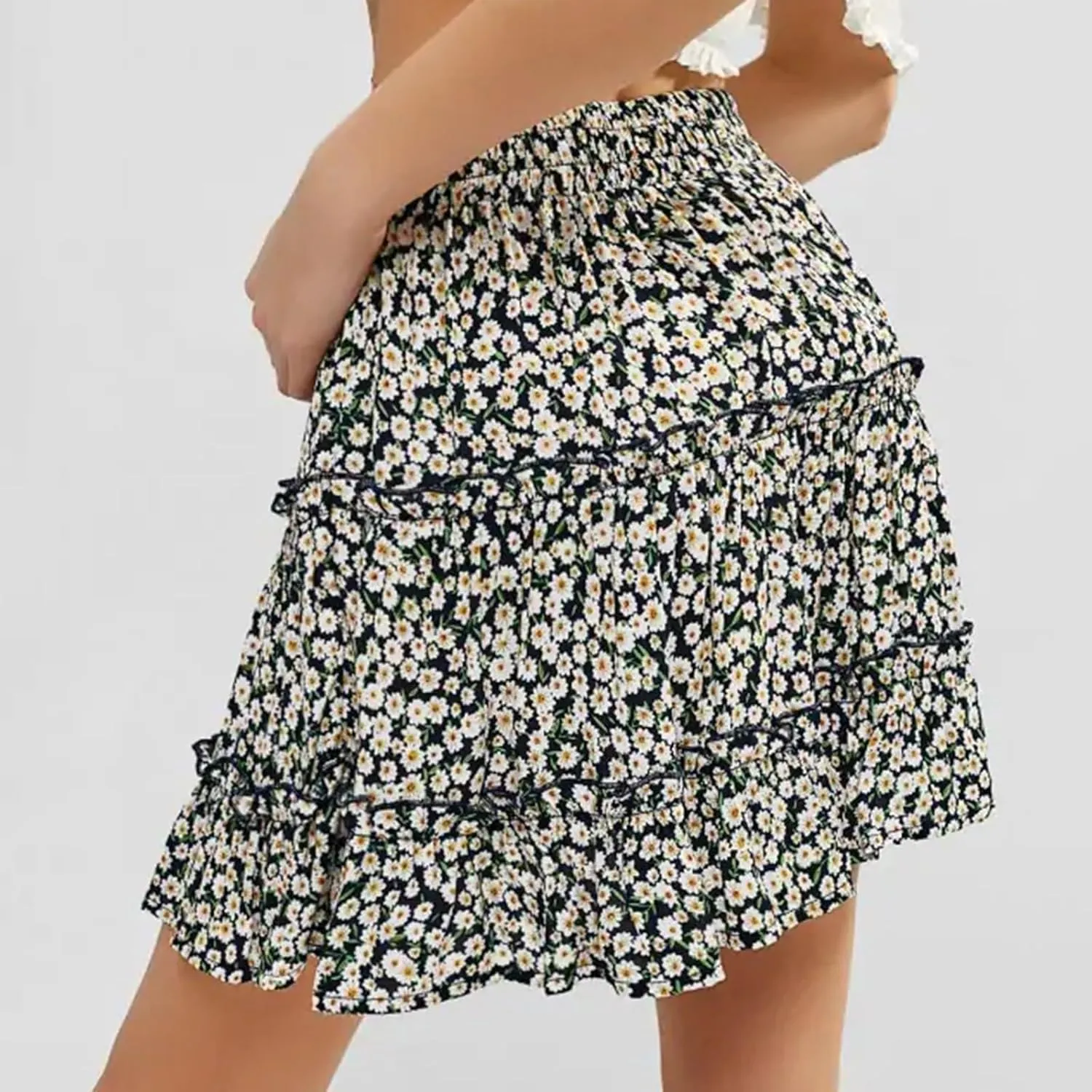 Women's Shirt 2025 Summer High Waisted Solid Tiered Pleated Athletic Golf Tennis Mini Skater Skirts, S-XL