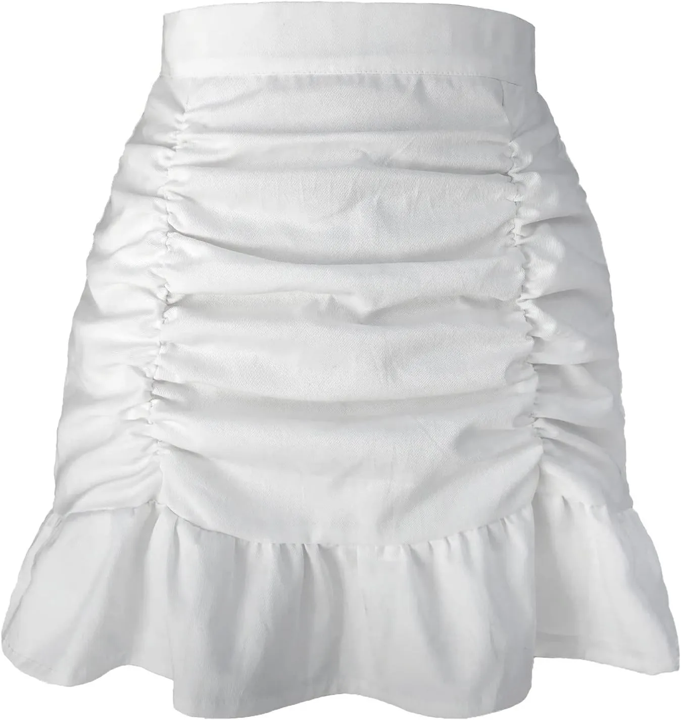 Women's Short Mini Skirts Solid Pleated Ruffle Skirt High Waist Hip Wrap Pleated Skirts for Women Spring Dresses