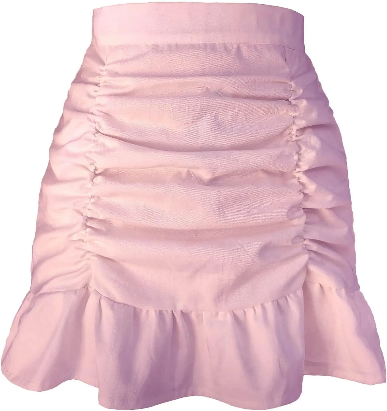 Women's Short Mini Skirts Solid Pleated Ruffle Skirt High Waist Hip Wrap Pleated Skirts for Women Spring Dresses