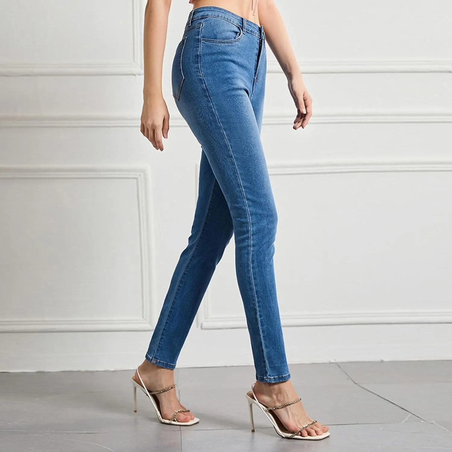 Womens Skinny Jeans Stretch Slim Fit Denim Ladies' Jeans Slim Fit High Waist High Stretch Small Leg Pants Plus