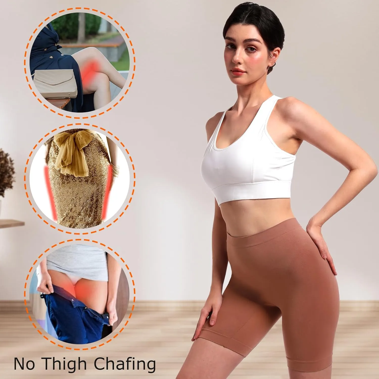 Women's Slip Shorts for Under Dresses Anti Chafing High Waisted Seamless Smooth Safety Shorts