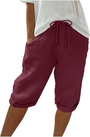 Womens Solid Color Shorts Casual Drawstring Shorts Summer Trendy Shorts Going Out Shorts Fashion Shorts for 2024