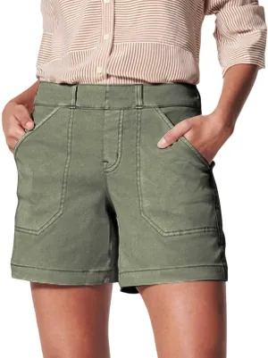 Women's Stretch Twill Shorts High Waist Stretch Baggy Summer Casual Cargo Shorts with Pockets Lightweight Relaxed Fit Pants