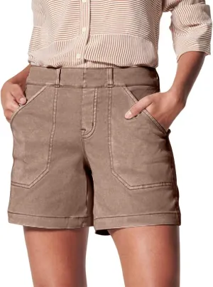 Women's Stretch Twill Shorts High Waist Stretch Baggy Summer Casual Cargo Shorts with Pockets Lightweight Relaxed Fit Pants