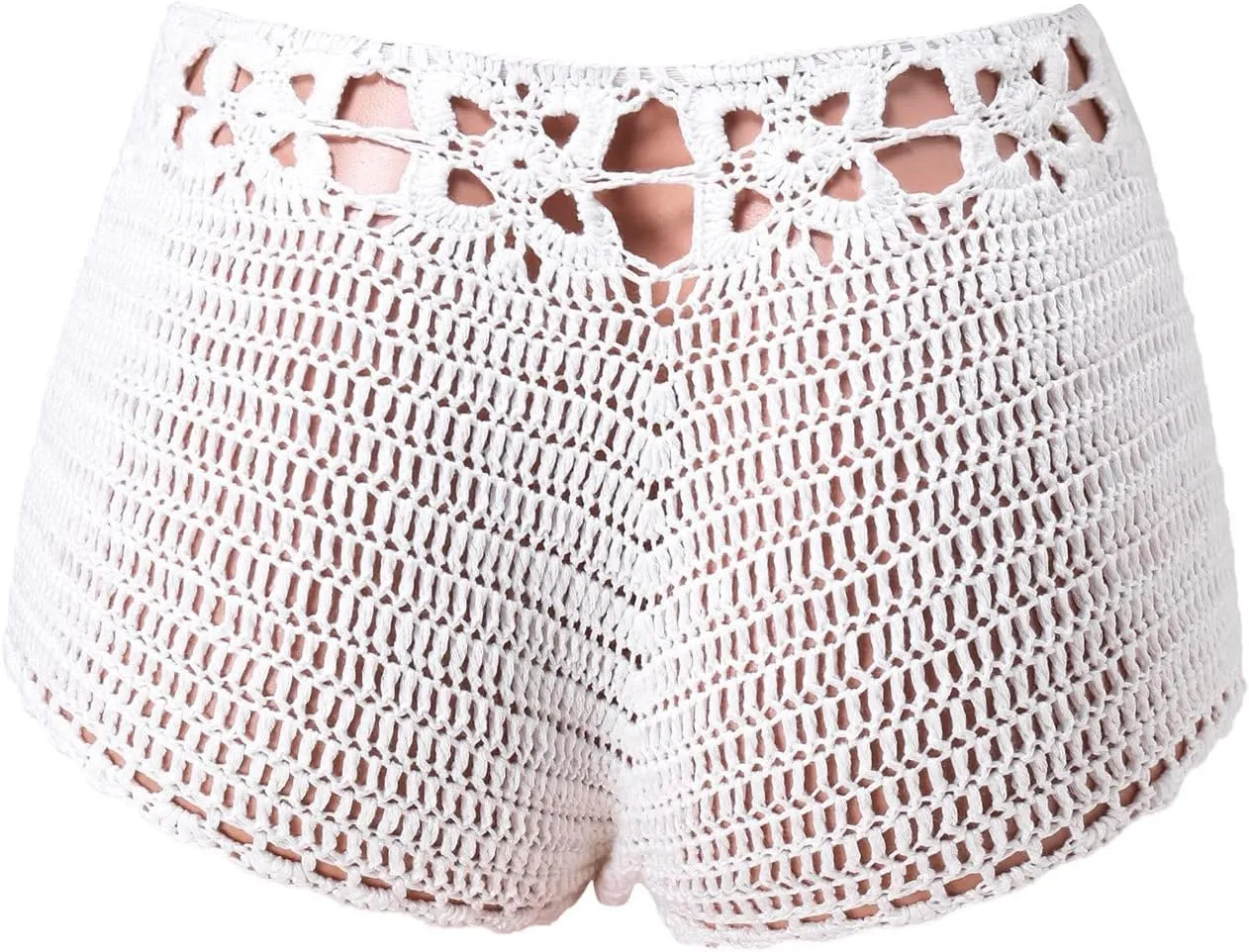 Women's Summer Beach Shorts Knit Skinny Casual Shorts Crochet Hollow Sexy Fashion Lightweight Comfy Cotton Shorts