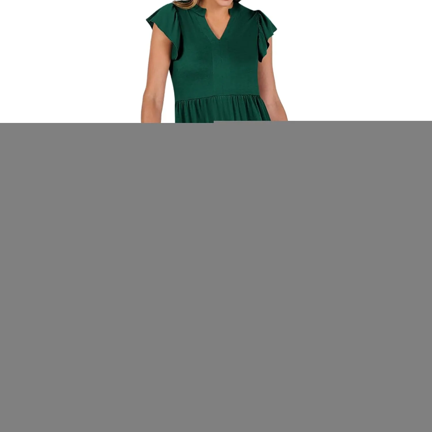 Womens Summer Dress Fashion Ruffle Sleeve V Neck Midi Dresses Trendy Flowy Tiered Beach Vacation Boho Sundress 2025