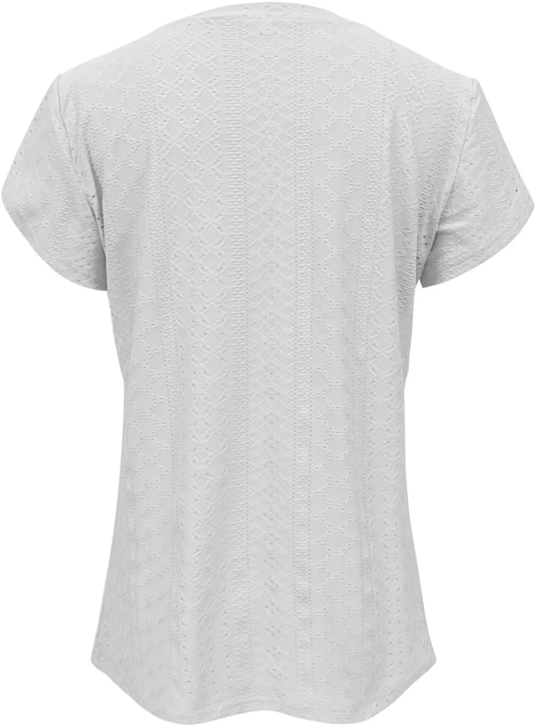 Womens V Neck T-Shirt Summer Short Sleeve Dressy Casual Tops Eyelet Embroidered Fashion Tees