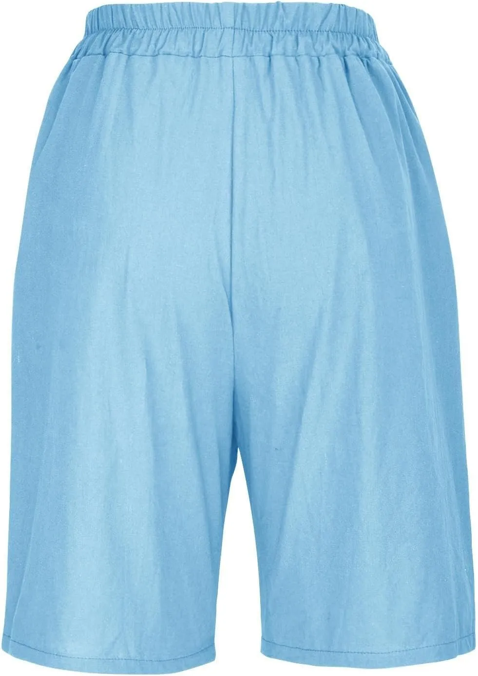 Womens Wide Leg Cotton Linen Shorts Comfy Bermuda Shorts Summer Casual Short Pants Loose Knee Length Shorts