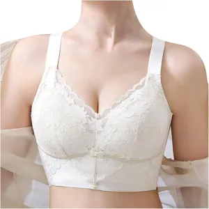 Women's Wirefree Bra Comfortable Push Up Bras Stretchable Straps Bra Full Support Lace Unlined Underwire Bra
