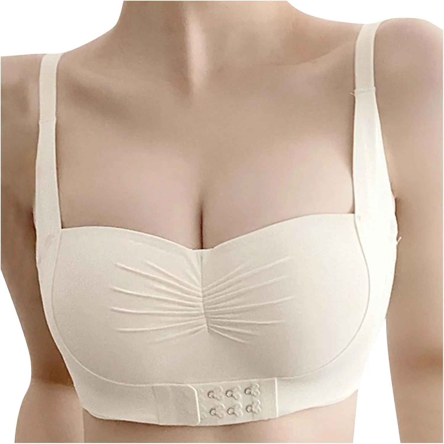 Women's Wirefree Bra Comfortable Push Up Bras Stretchable Straps Bra Full Support Lace Unlined Underwire Bra