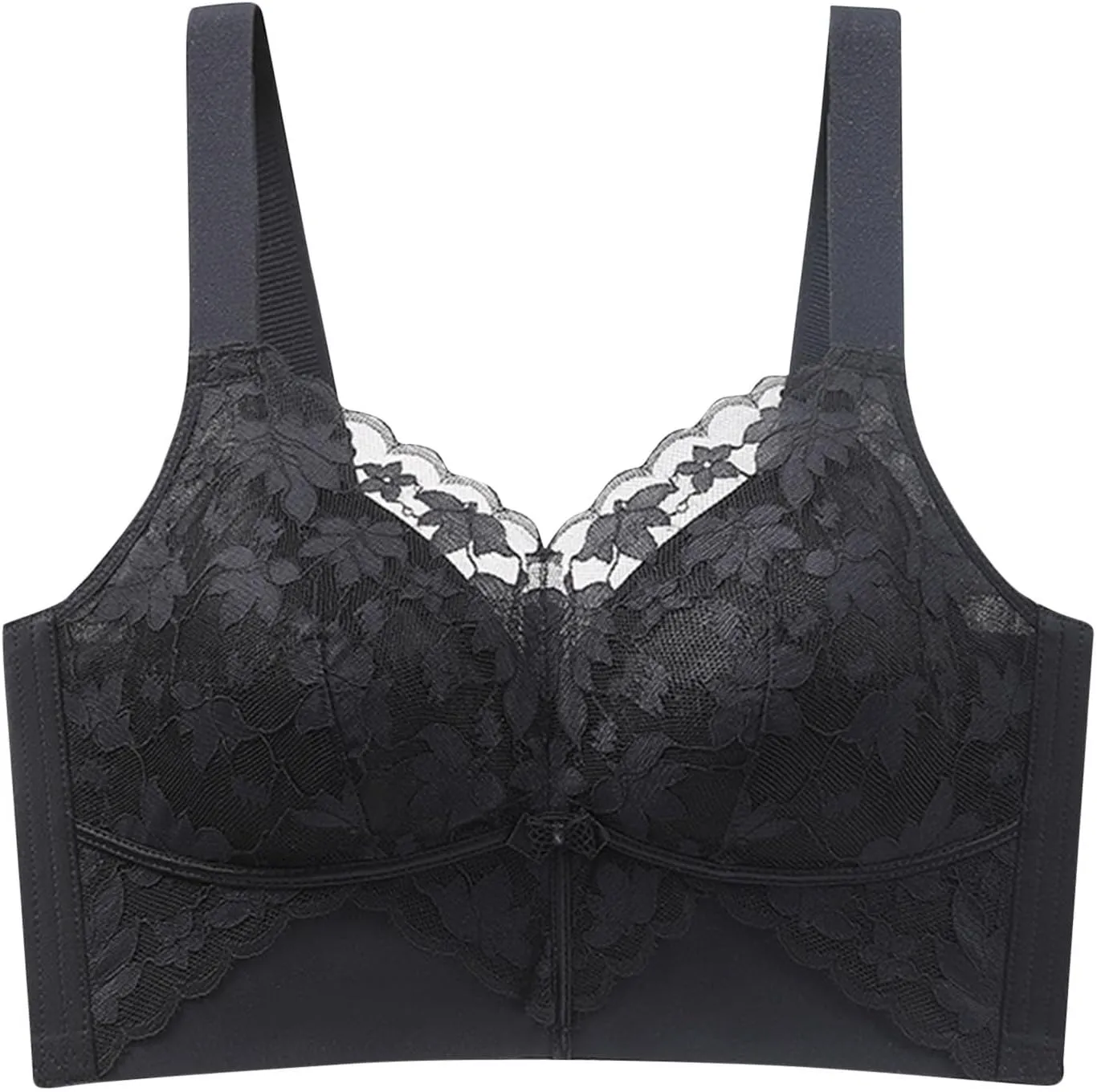 Women's Wirefree Bra Comfortable Push Up Bras Stretchable Straps Bra Full Support Lace Unlined Underwire Bra