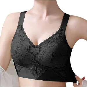 Women's Wirefree Bra Comfortable Push Up Bras Stretchable Straps Bra Full Support Lace Unlined Underwire Bra