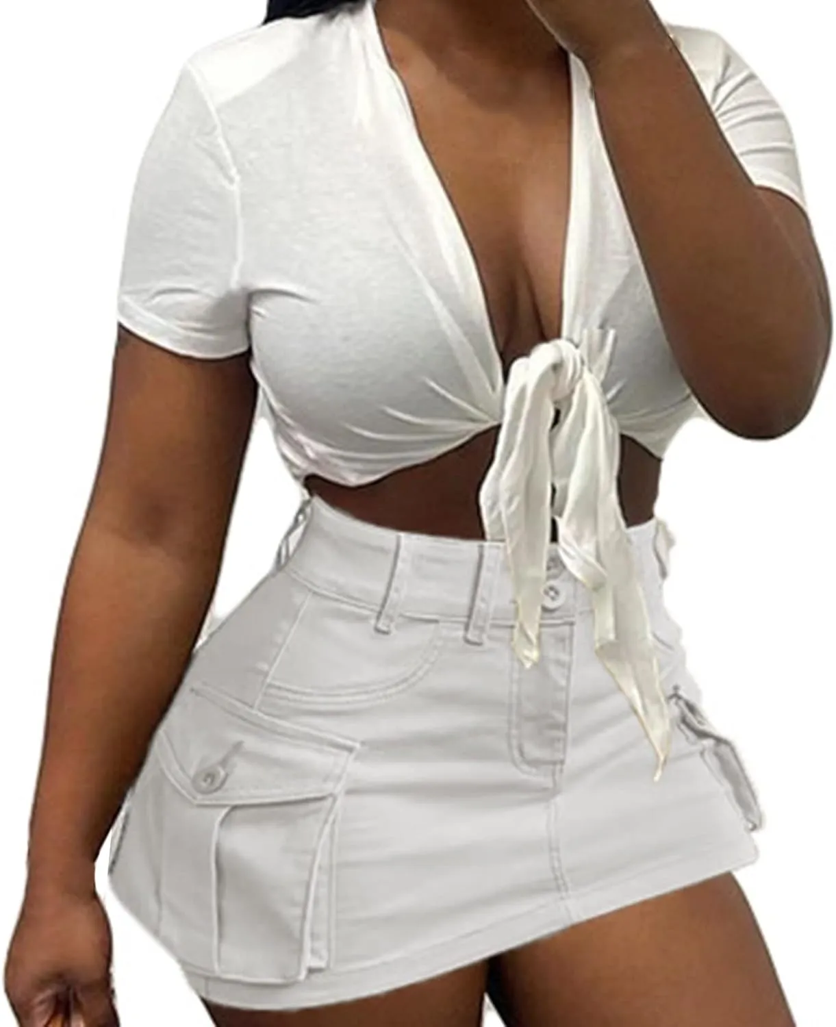 Womens Y2K Long Skirt Womens Cargo Mini Skirts, High Waist Short Jean Skirt Beach A Line Dress Skirts for Women