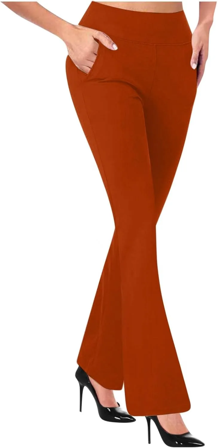 Women's Yoga Dress Pants Bootcut Work Slacks Stretch Office Pants Straight Leg Trouser Stretchy Office Casual Pants