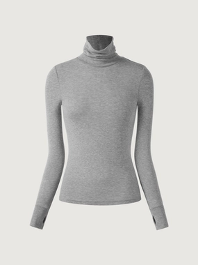 PolishedFinish Wool Semi-Sheer Turtleneck Top