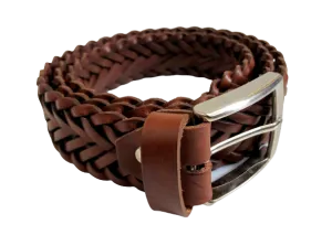 Woven Leather Belt Light Brown 3,5cm