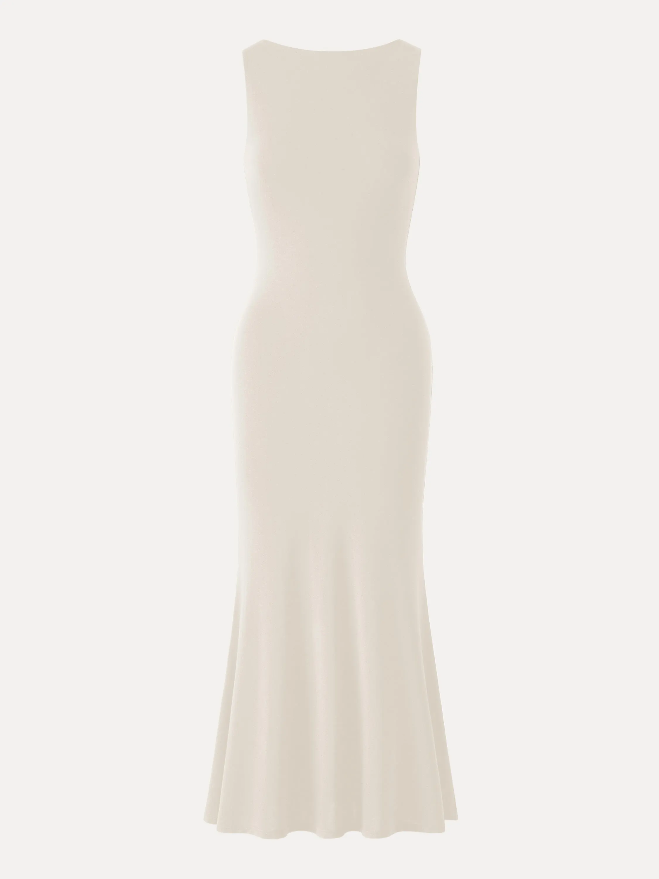 Effortless Boatneck Mermaid Maxi Dress Chain-Detail