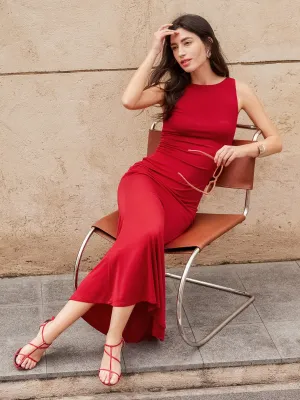 Harmonious Layers Effortless Boatneck Mermaid Maxi Dress