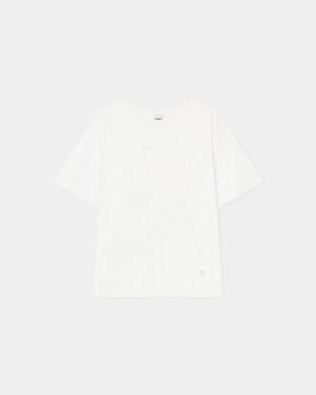 LayeredNeckline Wren - Embroidered Cotton-Jersey T-Shirt - Off White