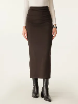 Heat-Tech Ruched Side Pencil Maxi Skirt Functional Comfort Wear Quick Pack