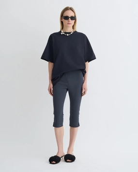 Saoirse - Paper Jersey Capri Pants - Dusty Blue Urban appeal Breathable activewear