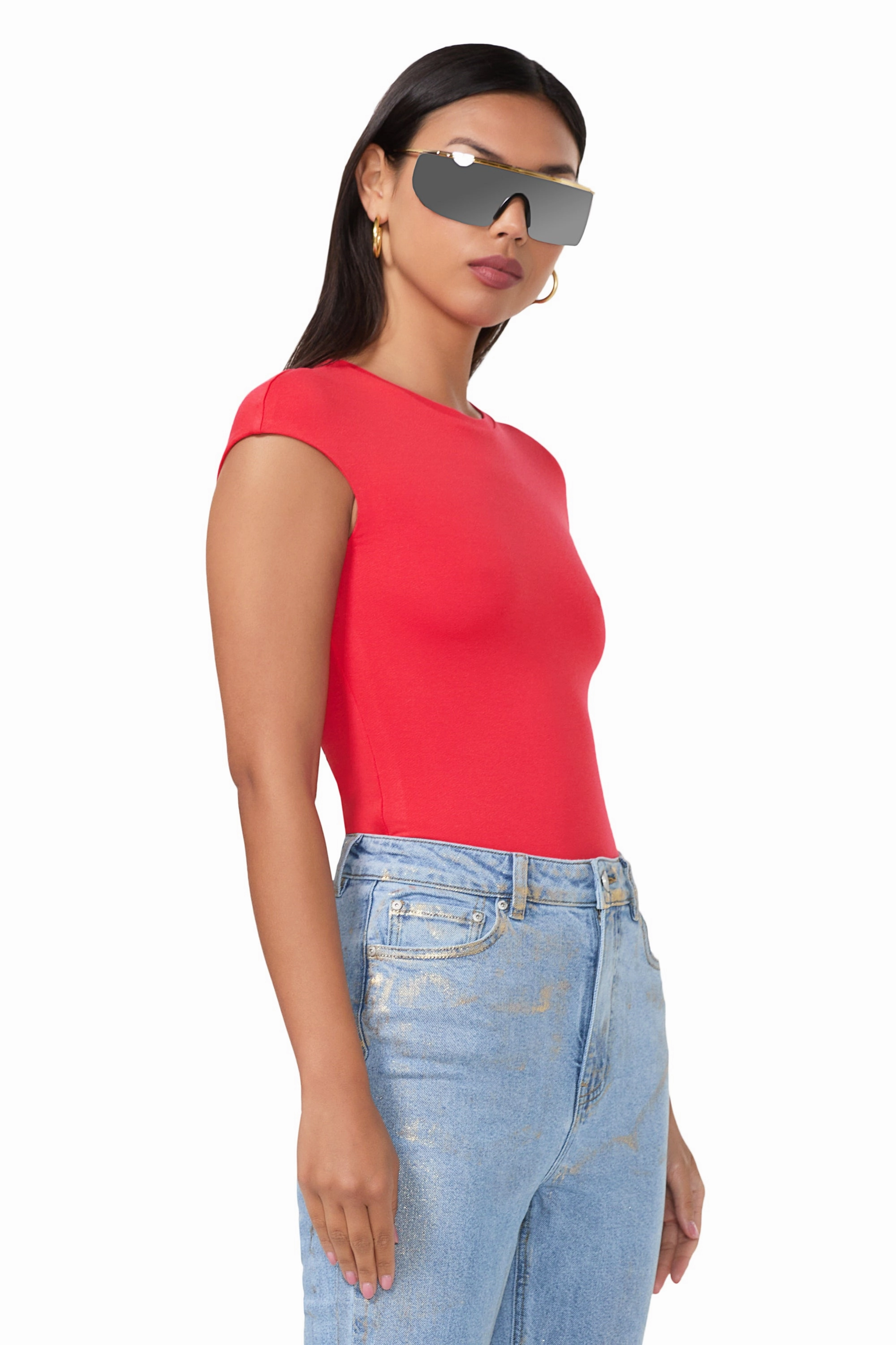 Stretch waistband Casual Fit Nina Top - Cherry