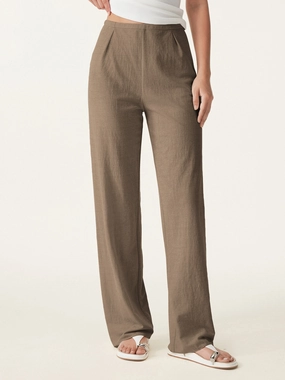 Move Comfort Non Restrictive Fit Wrinkle-resistant Cotton-linen Mid Rise Straight Leg Pant