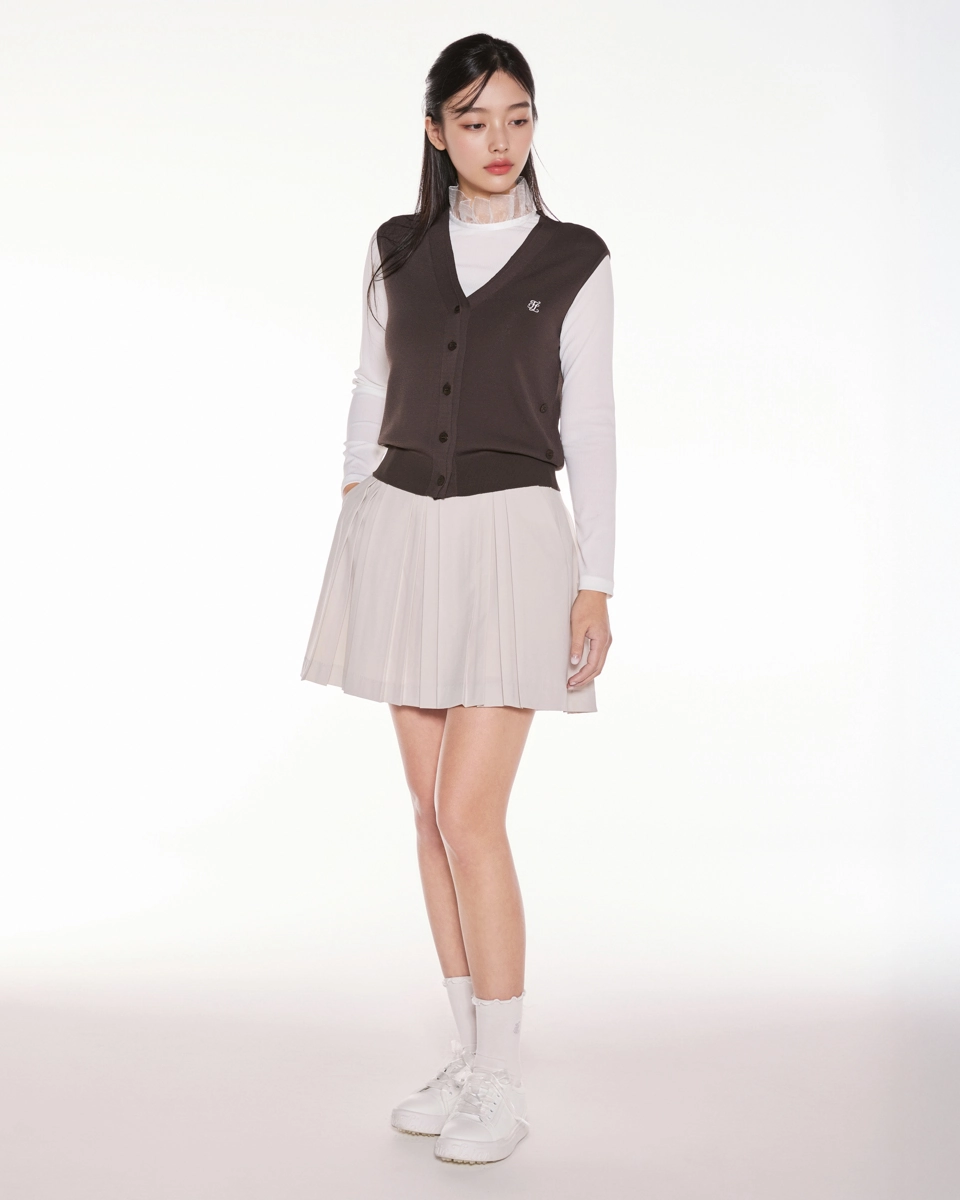 2-Way tie knit vest - Cocoa Packable Construction