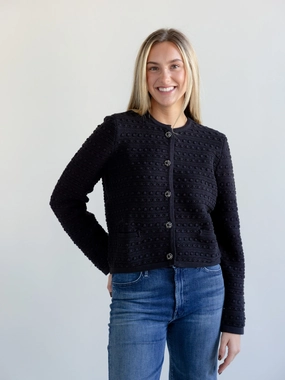 Baldwin Knit Blazer Black Layered Knit Structure