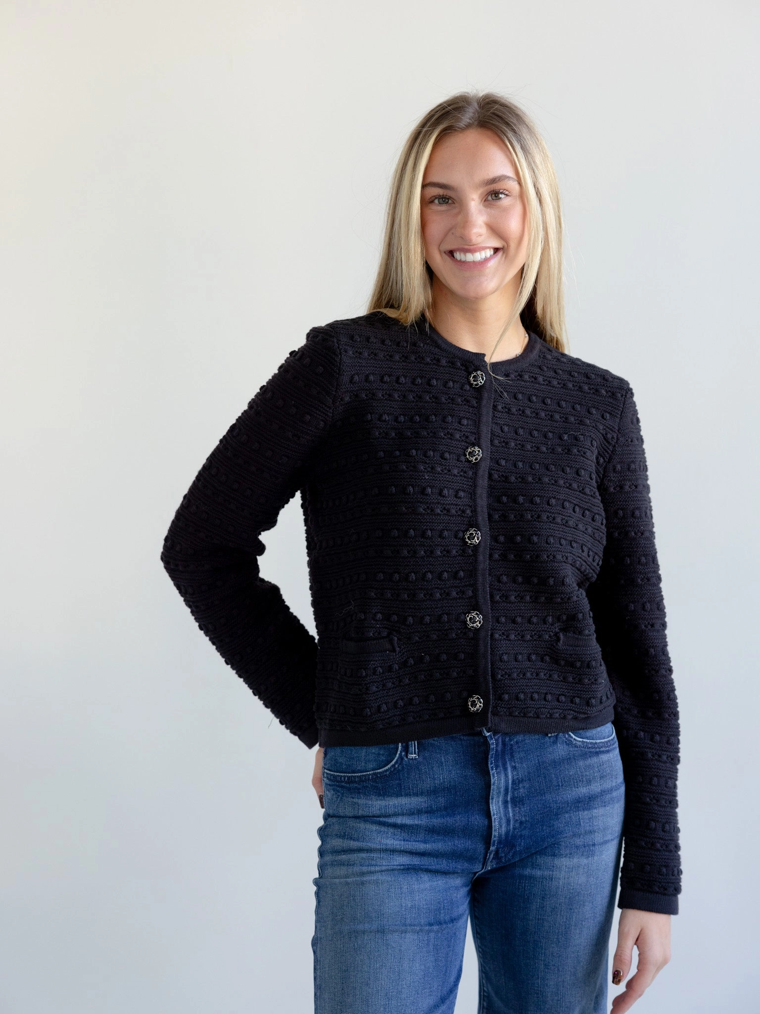 Biodegradable Fiber Warm Fabric Baldwin Knit Blazer Black