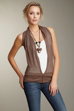 Ultra Soft Knit Wrap Top - Putty StaticResistant Material TemperatureRegulating Material