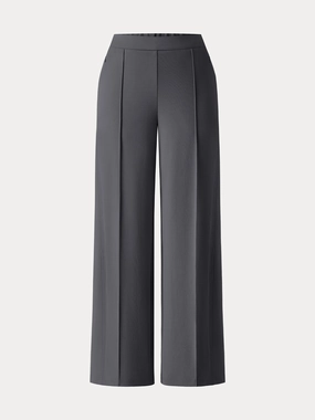Wrinkle-Resistant Mid Rise Wide Leg Pants with Pockets Minimalist Fit
