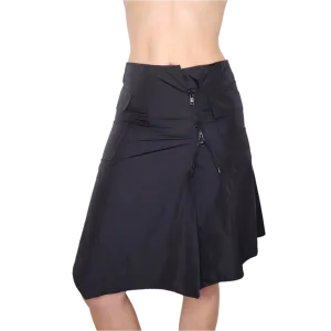 Y2K Italian Asymmetrical Black Midi Skirt (S)