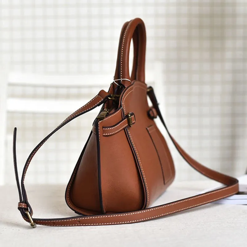 YAAGLE Women Retro Cowhide genuine leather bags Doctor bag Handbag YG8816
