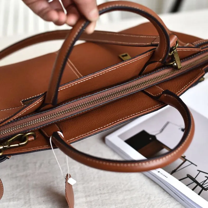 YAAGLE Women Retro Cowhide genuine leather bags Doctor bag Handbag YG8816