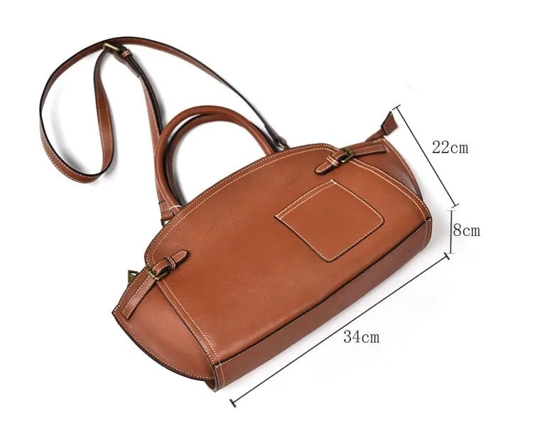 YAAGLE Women Retro Cowhide genuine leather bags Doctor bag Handbag YG8816