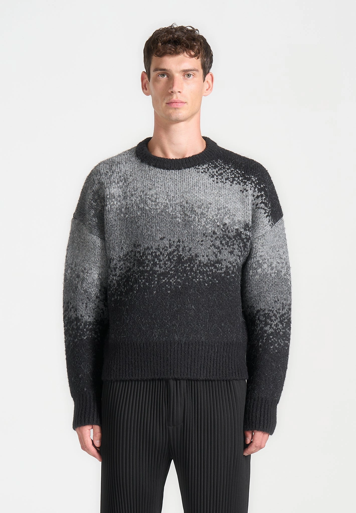 Yani - Ombr?? Wool Crewneck Sweater - Grey Fresh Look