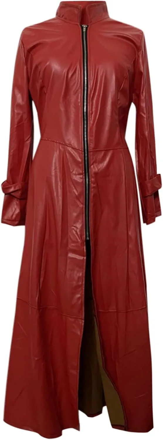yardsong Faux Leather Trench Coats for Women Long Sleeve Zip Up Long Jackets Slim Fit Ankle Length Fashion Outerwear