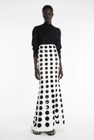 Custom made Layered Circular Cutouts Skirt White Black