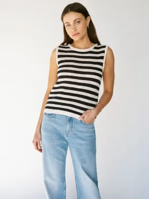 Crochet Shell Sweater Chalk Black Stripe simple design