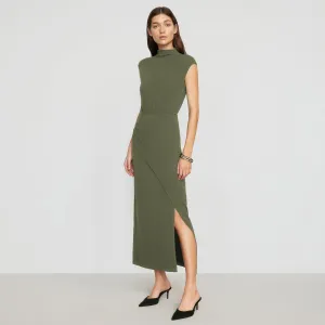 Yimei Mock-Neck Side-Slit Dress Lounge Feel