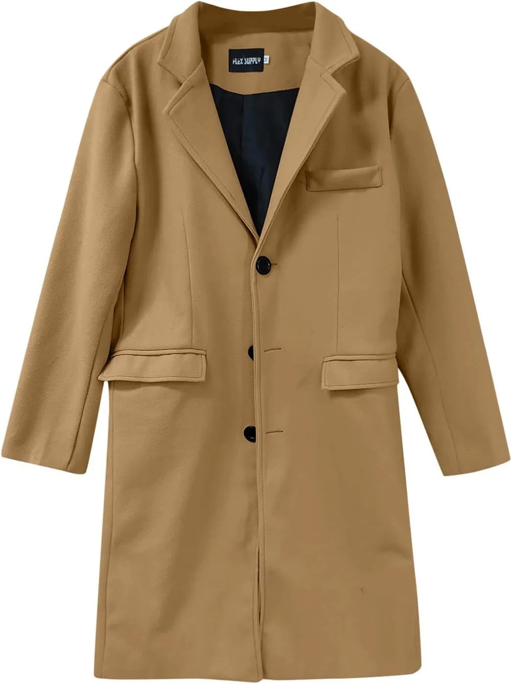 Ymosrh Men's Trench Coat Oversized Notched Long Jacket Coat Single Breasted Lapel Winter Coat Double, XL-4XL