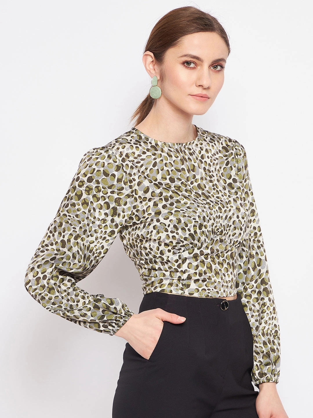 Madame Printed Olive Corset Top HeavyweightThermal