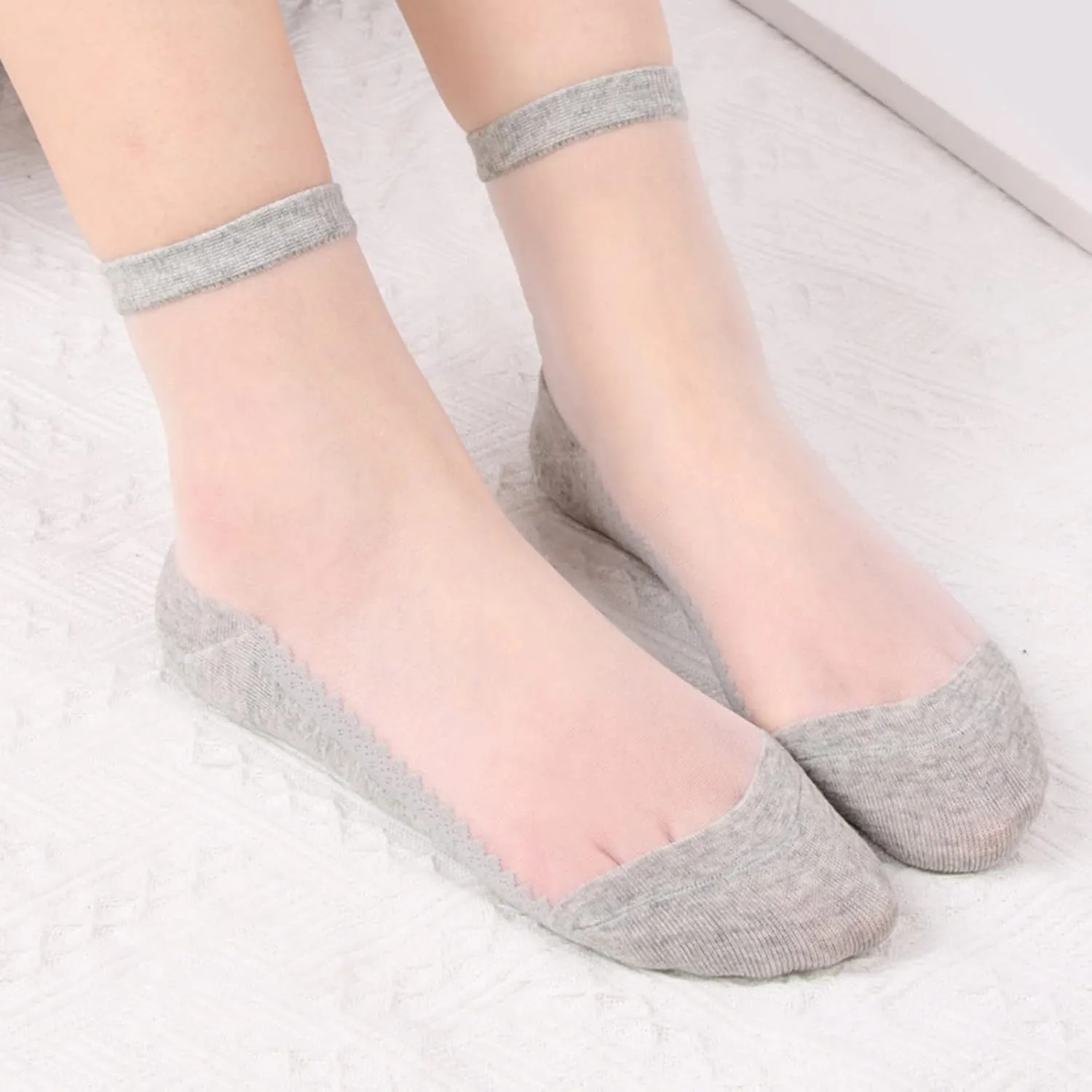 YOLAI 1Pair Translucent Daisy Socks Women'S Lace No Show Socks Casual Comfort Low Cut Ankle Socks