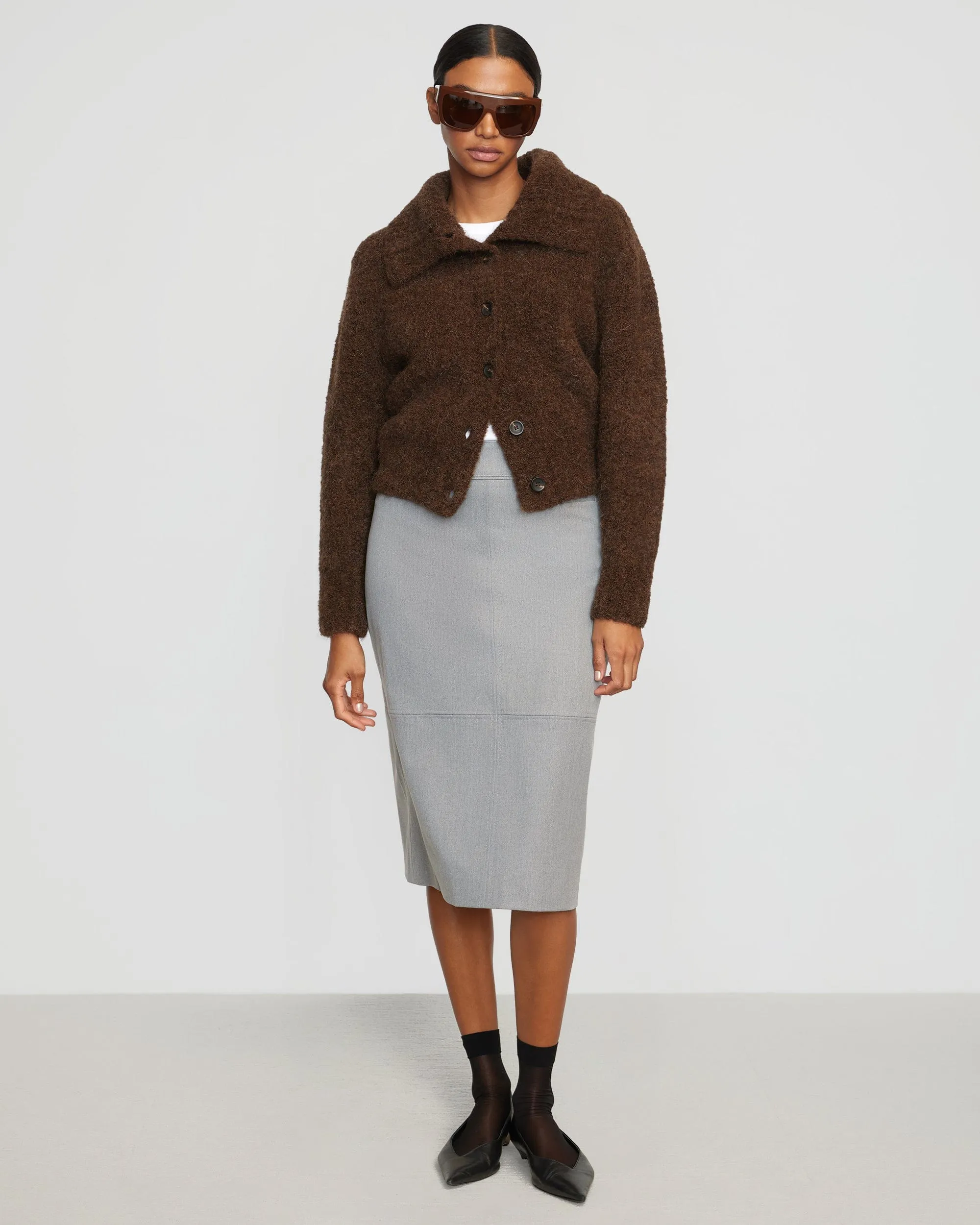 Yulia Back-Split Suiting Skirt Minimalist fashion
