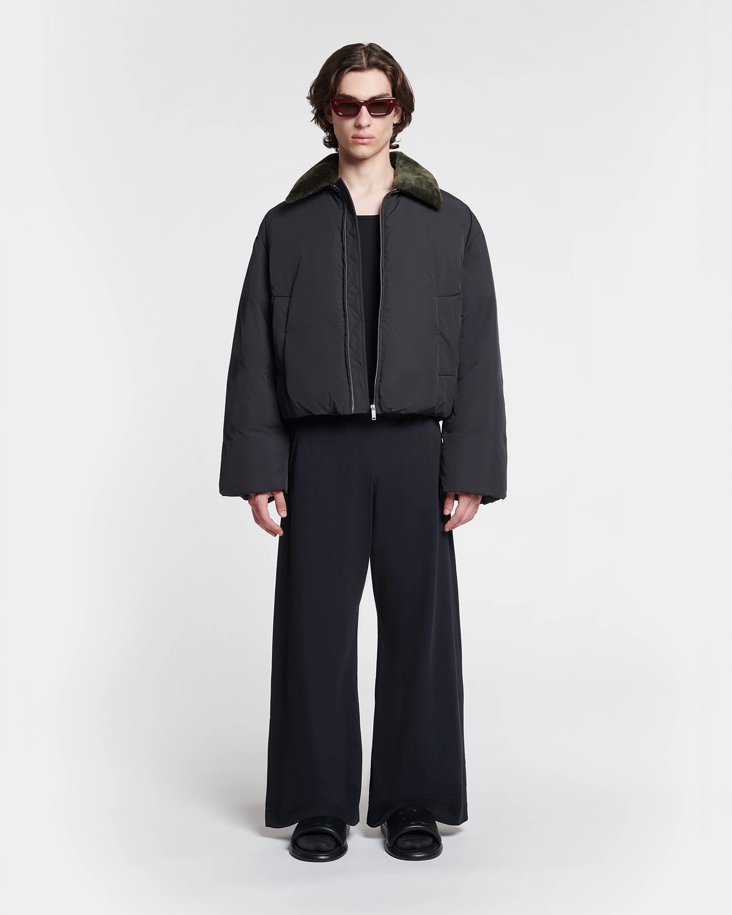 Zacharie - Faux Fur and Tech Nylon Jacket - Black Bonded Seamless Edges