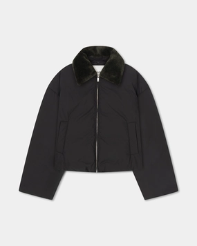 Zacharie - Faux Fur and Tech Nylon Jacket - Black elastane