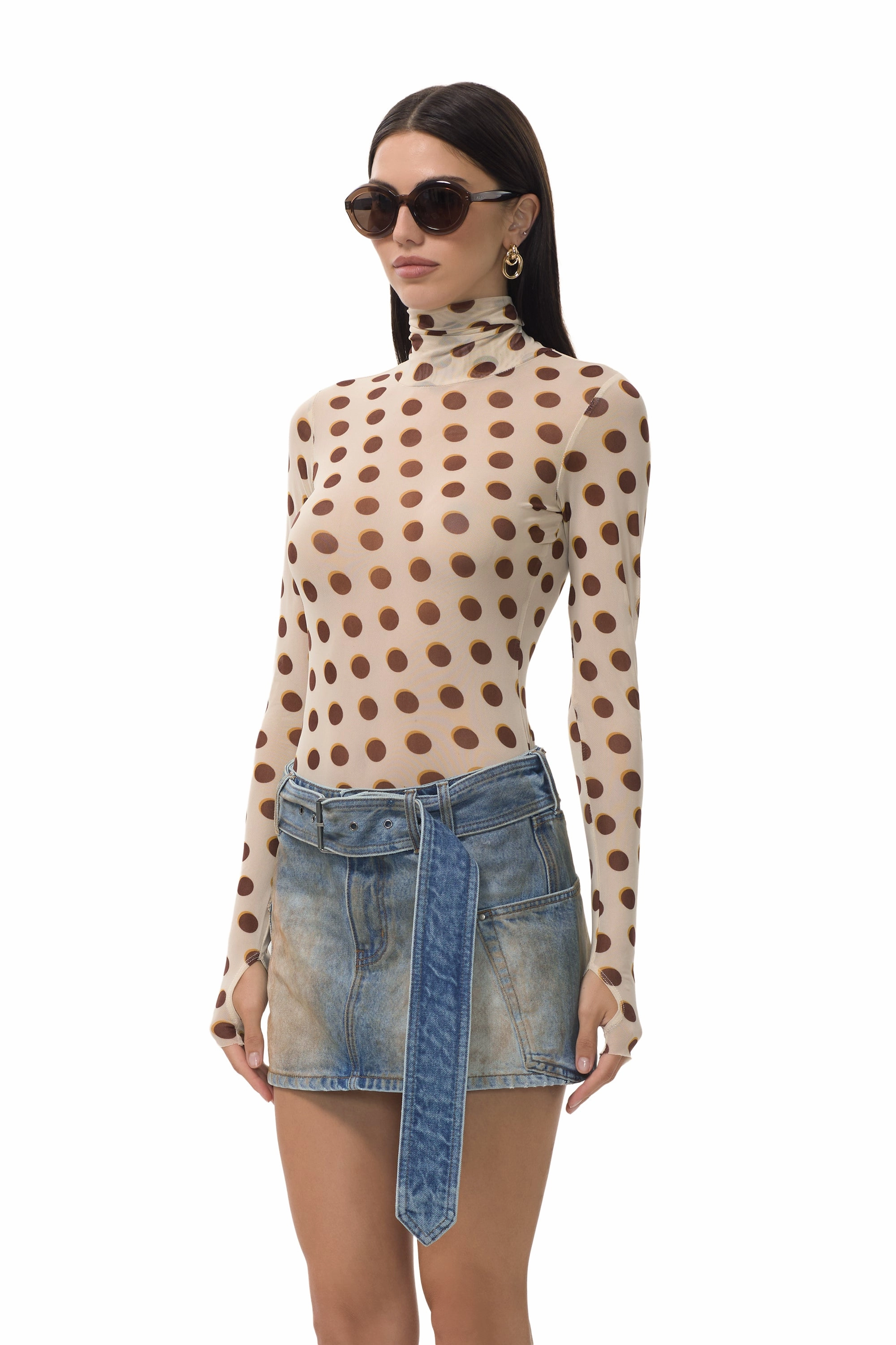 Quick-Dry Reverseble Design Zadie Top - Gold Halo Dot